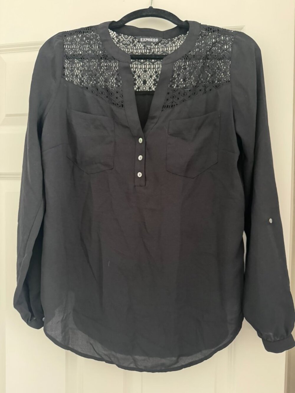 Express blouse with sheer lace details